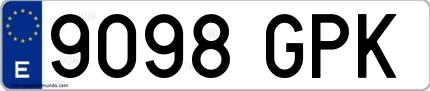 Ejemplo de matrícula española 9098 GPK