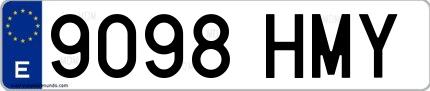 Ejemplo de matrícula española 9098 HMY