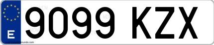 Ejemplo de matrícula española 9099 KZX