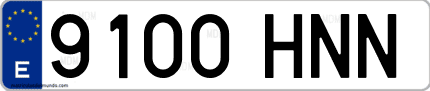 Ejemplo de matrícula de coche ordinaria 9100 HNN
