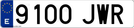Ejemplo de matrícula española 9100 JWR