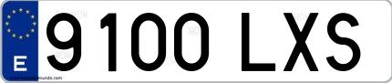 Ejemplo de matrícula española 9100 LXS