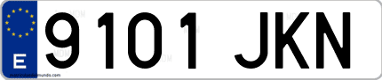Ejemplo de matrícula de coche ordinaria 9101 JKN