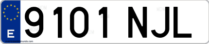 Ejemplo de matrícula de coche ordinaria 9101 NJL