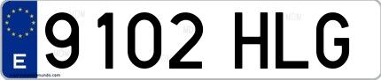 Ejemplo de matrícula española 9102 HLG