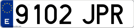 Ejemplo de matrícula de coche ordinaria 9102 JPR