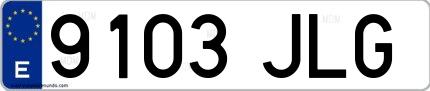 Ejemplo de matrícula española 9103 JLG