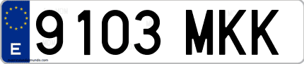 Ejemplo de matrícula de coche ordinaria 9103 MKK