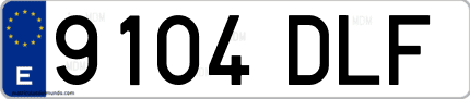 Ejemplo de matrícula de coche ordinaria 9104 DLF