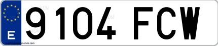 Ejemplo de matrícula española 9104 FCW
