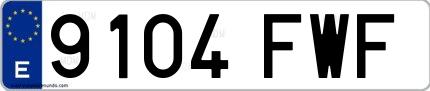 Ejemplo de matrícula española 9104 FWF