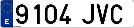 Ejemplo de matrícula de coche ordinaria 9104 JVC