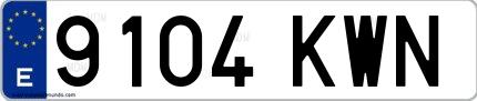 Ejemplo de matrícula española 9104 KWN