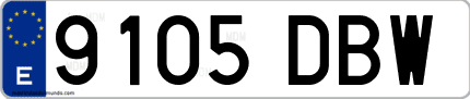 Ejemplo de matrícula de coche ordinaria 9105 DBW