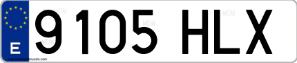 Ejemplo de matrícula de coche ordinaria 9105 HLX