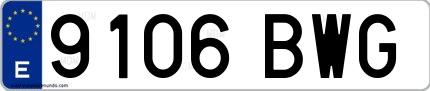 Ejemplo de matrícula española 9106 BWG