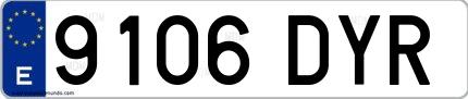 Ejemplo de matrícula española 9106 DYR