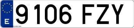 Ejemplo de matrícula española 9106 FZY