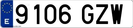 Ejemplo de matrícula española 9106 GZW