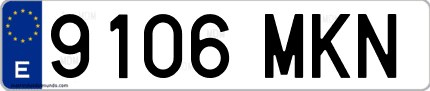 Ejemplo de matrícula de coche ordinaria 9106 MKN