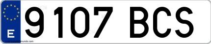 Ejemplo de matrícula española 9107 BCS