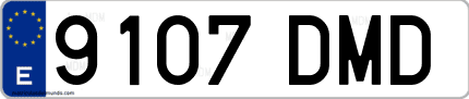 Ejemplo de matrícula de coche ordinaria 9107 DMD