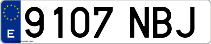 Ejemplo de matrícula de coche ordinaria 9107 NBJ