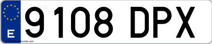 Ejemplo de matrícula de coche ordinaria 9108 DPX