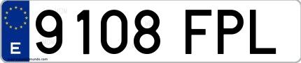Ejemplo de matrícula española 9108 FPL
