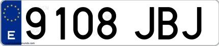 Ejemplo de matrícula española 9108 JBJ