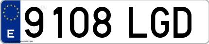 Ejemplo de matrícula española 9108 LGD
