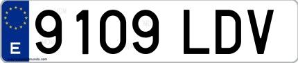 Ejemplo de matrícula española 9109 LDV