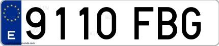 Ejemplo de matrícula española 9110 FBG
