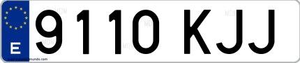 Ejemplo de matrícula española 9110 KJJ