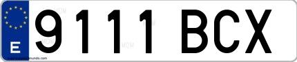 Ejemplo de matrícula española 9111 BCX