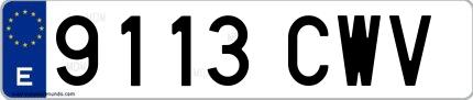 Ejemplo de matrícula española 9113 CWV