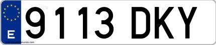 Ejemplo de matrícula española 9113 DKY