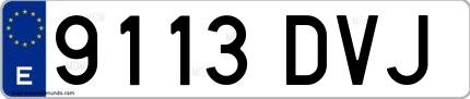 Ejemplo de matrícula española 9113 DVJ