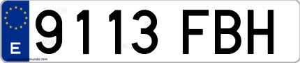 Ejemplo de matrícula de coche ordinaria 9113 FBH