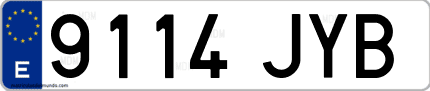 Ejemplo de matrícula de coche ordinaria 9114 JYB