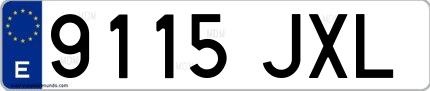 Ejemplo de matrícula española 9115 JXL