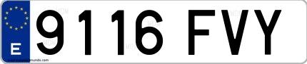 Ejemplo de matrícula española 9116 FVY
