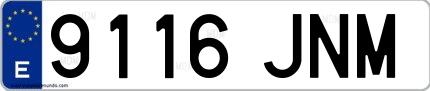 Ejemplo de matrícula española 9116 JNM