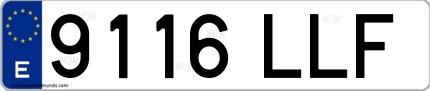 Ejemplo de matrícula española 9116 LLF