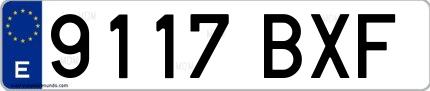 Ejemplo de matrícula española 9117 BXF