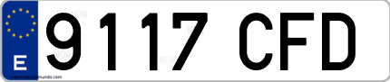 Ejemplo de matrícula de coche ordinaria 9117 CFD