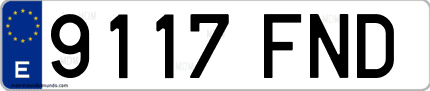 Ejemplo de matrícula de coche ordinaria 9117 FND
