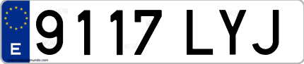 Ejemplo de matrícula de coche ordinaria 9117 LYJ