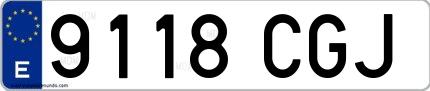 Ejemplo de matrícula española 9118 CGJ