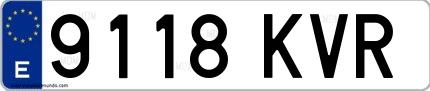 Ejemplo de matrícula española 9118 KVR